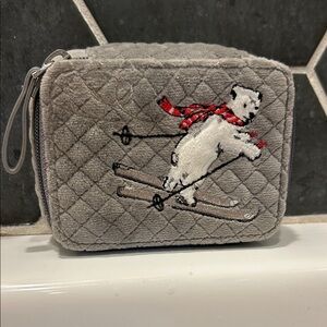 Vera Bradley Women's cosmetic bag with Skiing Polar Bear Design